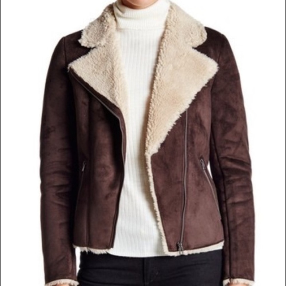 Velvet Graham & Spencer XL Faux Suede Shearling Sherpa Moto Jacket